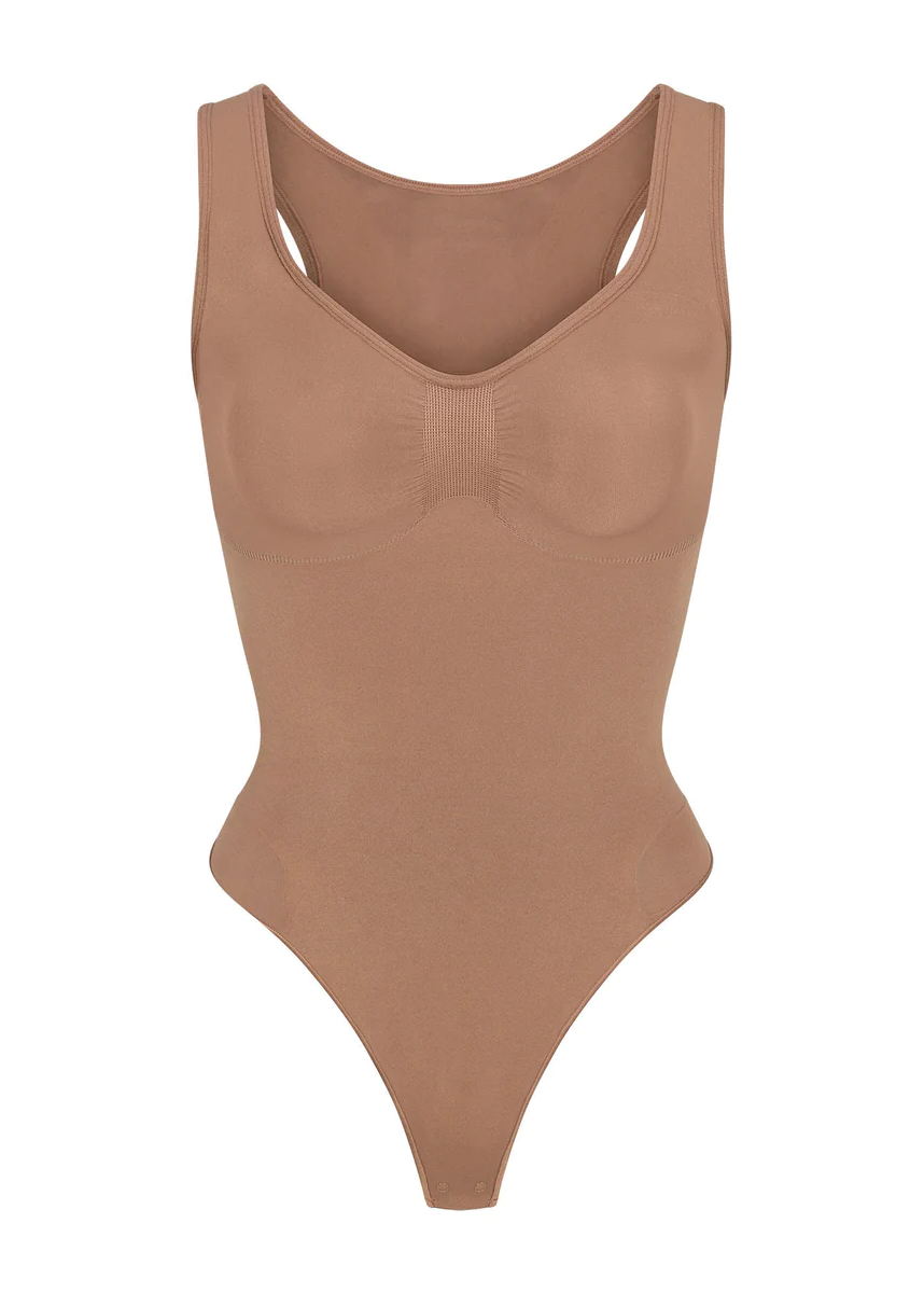 customizable scoop neck thong bodysuit 